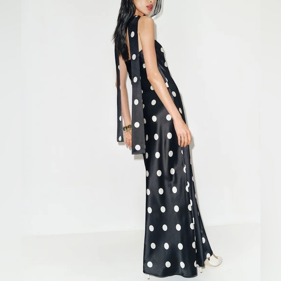 Reformation Oren Silk Dress In Moon Dot, NWOT, NEVER WORN, NO FLAWS. - Picture 3 of 12